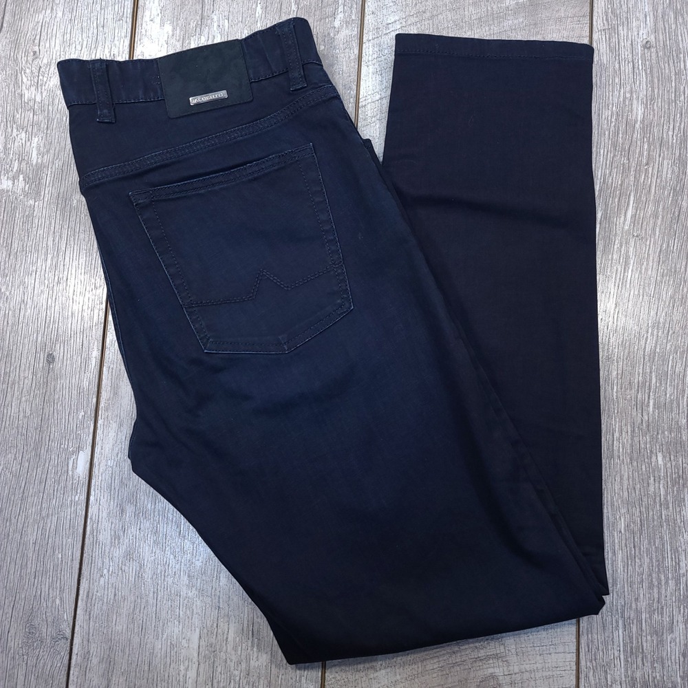 Alberto Stone Pants Mens 35x30 Navy Blue Modern Fit Luxury T400 Overdyed Trouser